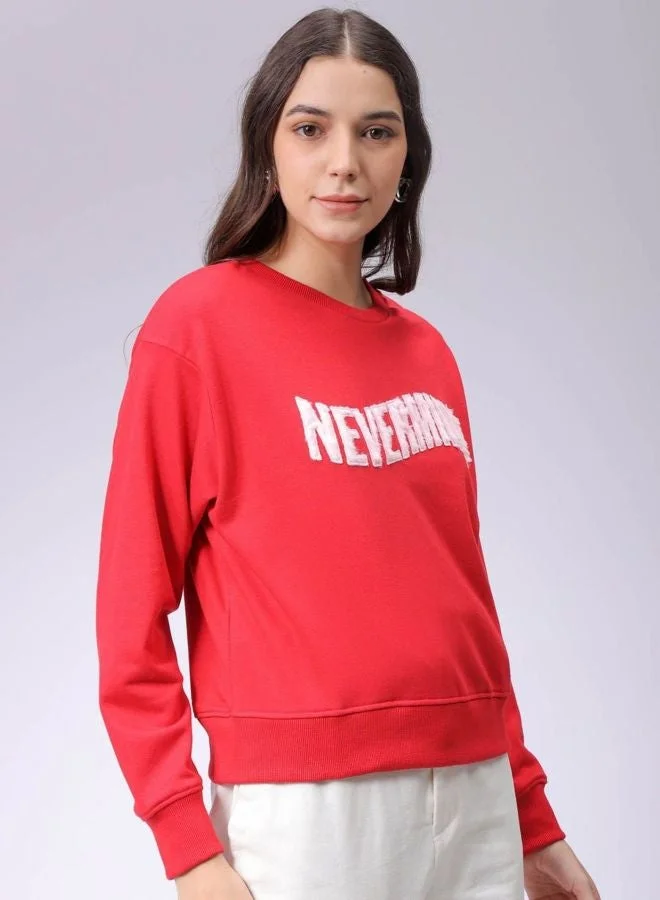 Freehand  Women Relaxed Fit Typography Printed Crew Neck Long Sleeve Crewneck Sweatshirt for Women | Best Price UAE