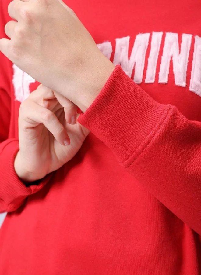 Freehand  Women Relaxed Fit Typography Printed Crew Neck Long Sleeve Crewneck Sweatshirt for Women | Best Price UAE