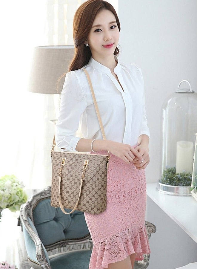HALAMODO 6-Piece PU Women High-Capacity Bag Lattice Texture Handbag Set Blue/White/Grey  - Image 3