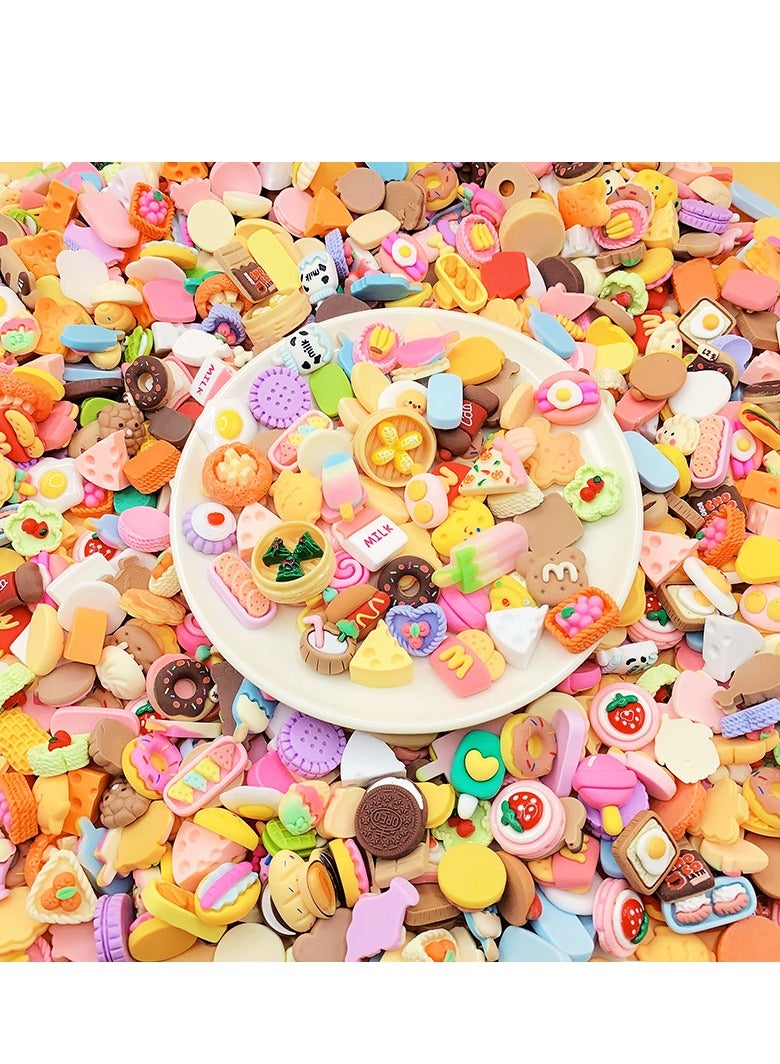 ميكسد 50 قطعة من ألعاب الطعام الصغيرة، ألعاب زجاجات المشروبات، ألعاب طعام وهمية لمطبخ بيت الدمية، ألعاب طعام صغيرة من الراتينج، ألعاب طهي طعام صغيرة، أجزاء زينة DIY - Image 1