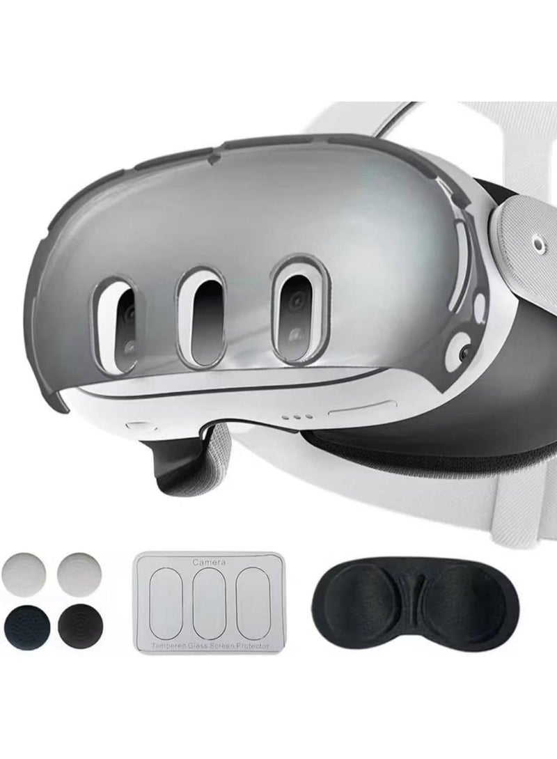 Fekra Protective Case for Meta Quest 3 - Lens Protector,VR Accessories for Meta Quest 3,Include Impact Resistant Lens Cover Tempered Glass Protector,4 Joystick Caps (Black) - Image 1
