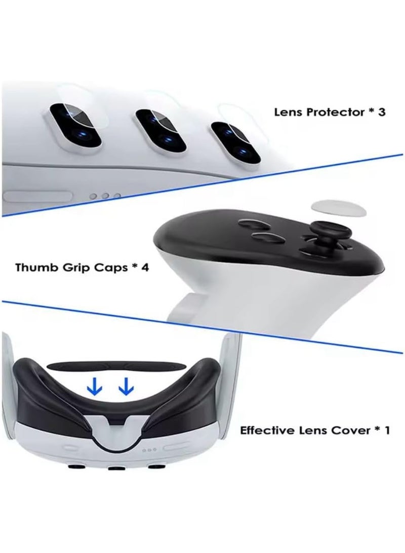 Fekra Protective Case for Meta Quest 3 - Lens Protector,VR Accessories for Meta Quest 3,Include Impact Resistant Lens Cover Tempered Glass Protector,4 Joystick Caps (Black) - Image 2