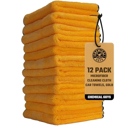 Chemical Guys MIC_506_12 Professional Grade Premium Microfiber Towels, Gold (16 Inch x 16 Inch) (Pack of 12) - Safe for Car Wash, Home Cleaning & Pet Drying Cloths - Image 1
