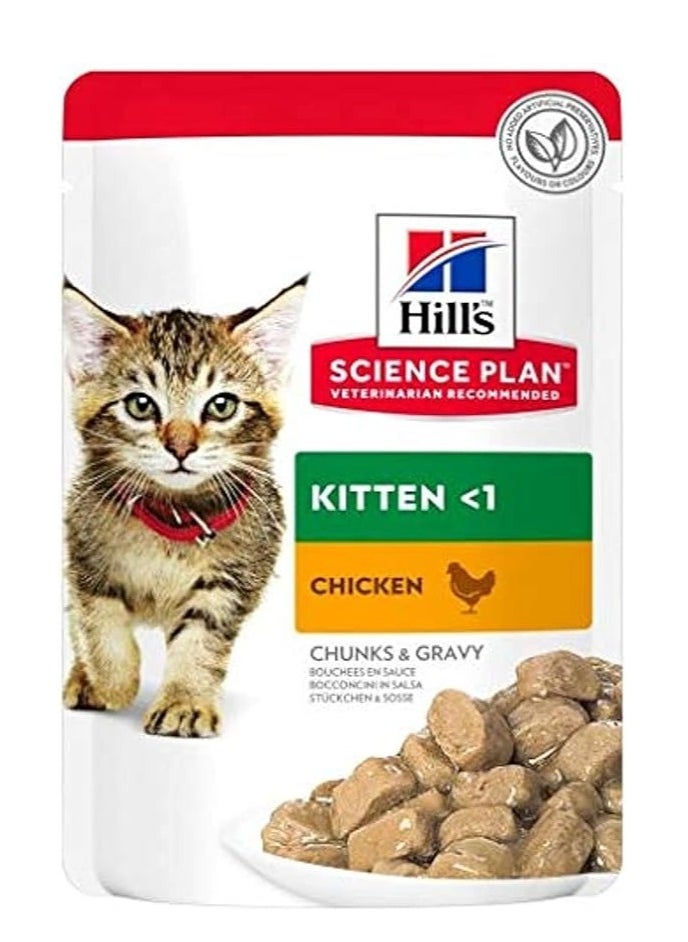 Hill's Hills Science Plan Tender Chunks in Gravy Kitten with Chicken Wet Cat Food - 85g×12  - Image 1