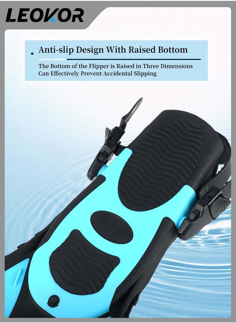 Swimming Fins,Adjustable Silicone Swimming Flippers Ideal,for Adult Kids Professional Lightweight Diving Training Flippers,for Travelling Free Snorkeling Diving