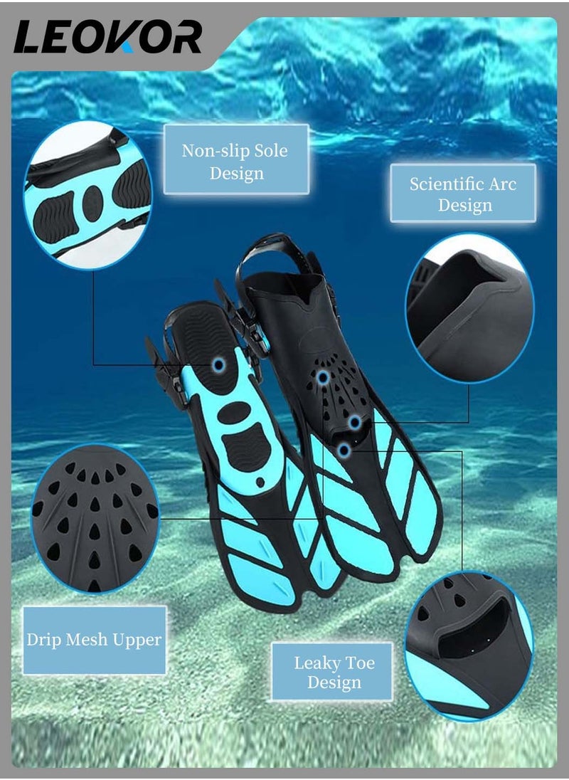 LEOKOR Swimming Fins,Adjustable Silicone Swimming Flippers Ideal,for Adult Kids Professional Lightweight Diving Training Flippers,for Travelling Free Snorkeling Diving  - Image 2