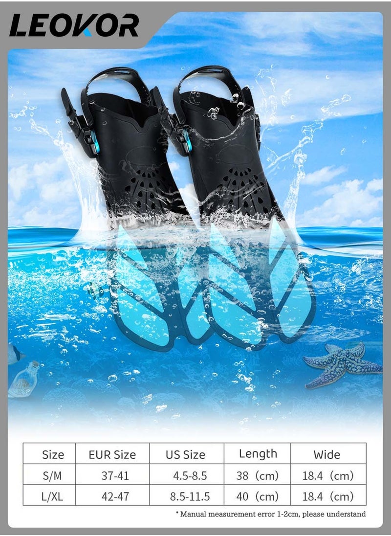 Swimming Fins,Adjustable Silicone Swimming Flippers Ideal,for Adult Kids Professional Lightweight Diving Training Flippers,for Travelling Free Snorkeling Diving