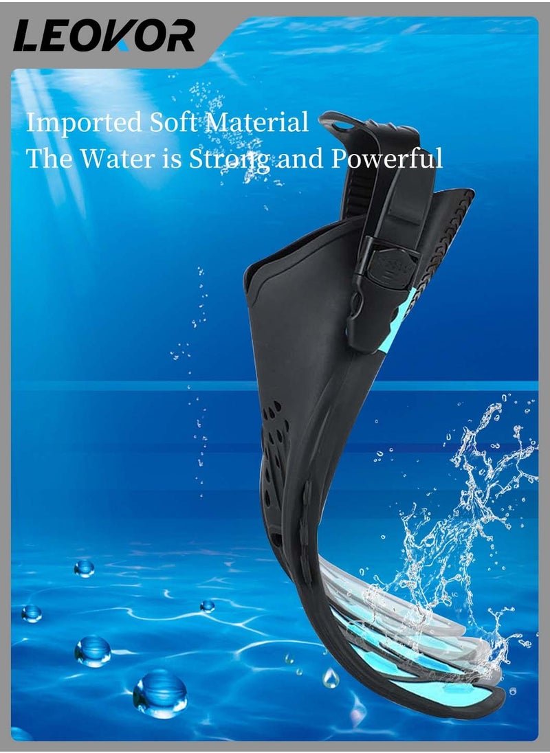LEOKOR Swimming Fins,Adjustable Silicone Swimming Flippers Ideal,for Adult Kids Professional Lightweight Diving Training Flippers,for Travelling Free Snorkeling Diving  - Image 3