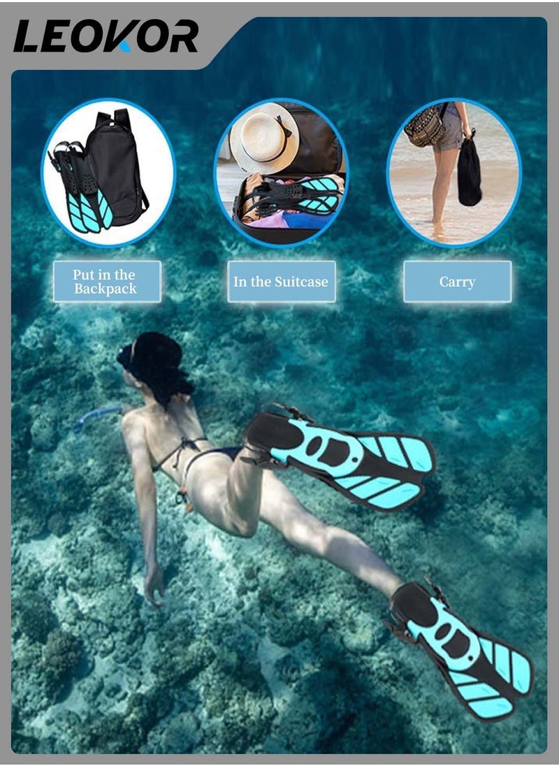 LEOKOR Swimming Fins,Adjustable Silicone Swimming Flippers Ideal,for Adult Kids Professional Lightweight Diving Training Flippers,for Travelling Free Snorkeling Diving  - Image 5