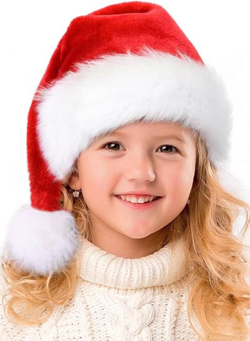 Festive Gallery Christmas Santa Hat for Kids Adults Red Velvet Xmas Holiday Hat Touch Soft and Comfortable Thickened Santa Hats for Christmas New Year Holiday Party Supplies - Image 1