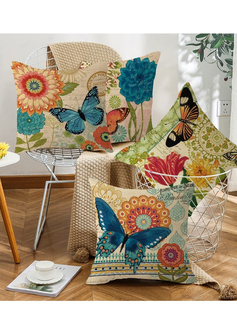 Excefore Throw Pillow Covers, 18x18 inch, Farmhouse Throw Pillow Covers, Decorative Pillow Covers, Square Pillowcase for Bed Sofa Chair Car Bedroom Home Boho Farmhouse Decor Set of 4  - Image 4