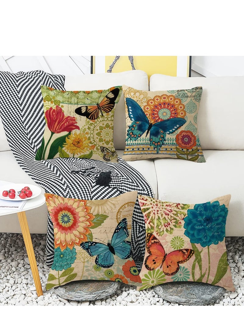 Excefore Throw Pillow Covers, 18x18 inch, Farmhouse Throw Pillow Covers, Decorative Pillow Covers, Square Pillowcase for Bed Sofa Chair Car Bedroom Home Boho Farmhouse Decor Set of 4  - Image 2