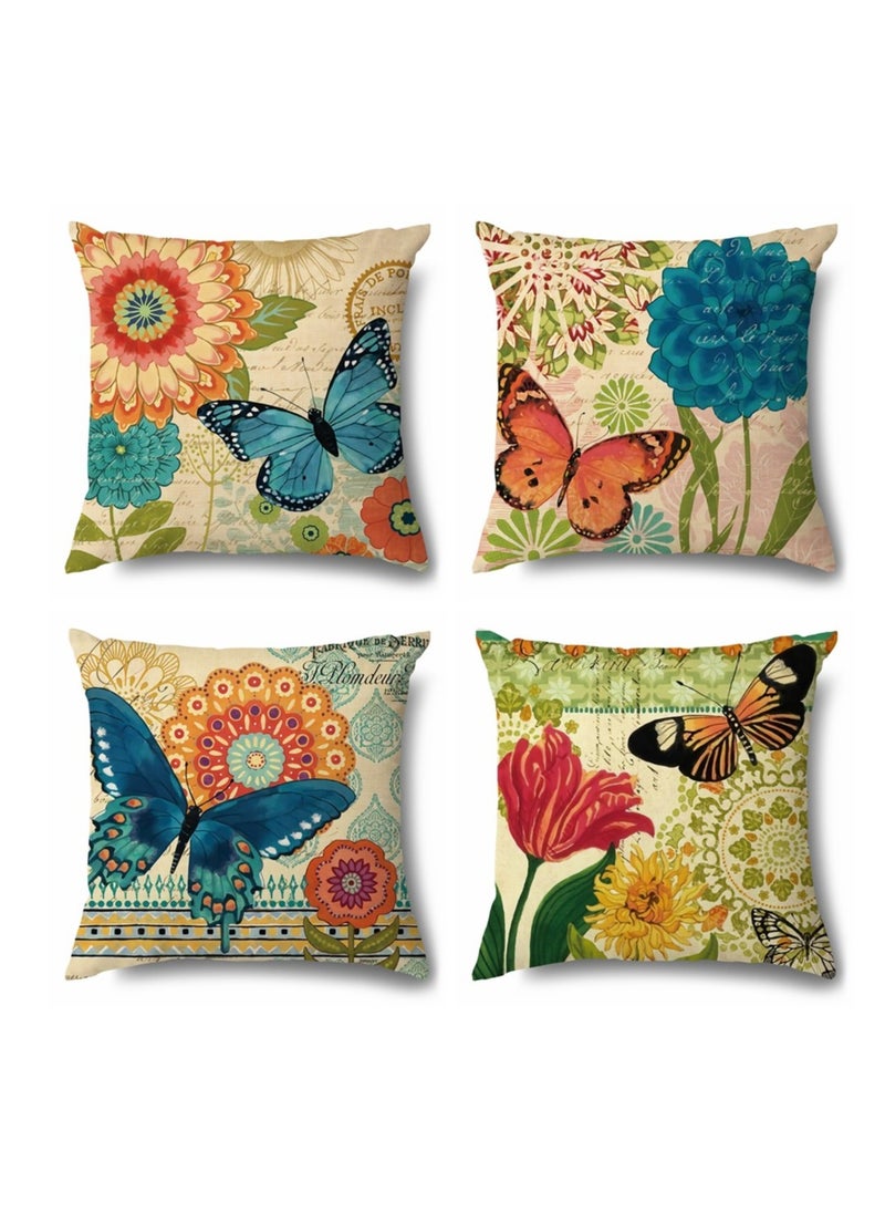 Excefore Throw Pillow Covers, 18x18 inch, Farmhouse Throw Pillow Covers, Decorative Pillow Covers, Square Pillowcase for Bed Sofa Chair Car Bedroom Home Boho Farmhouse Decor Set of 4  - Image 1
