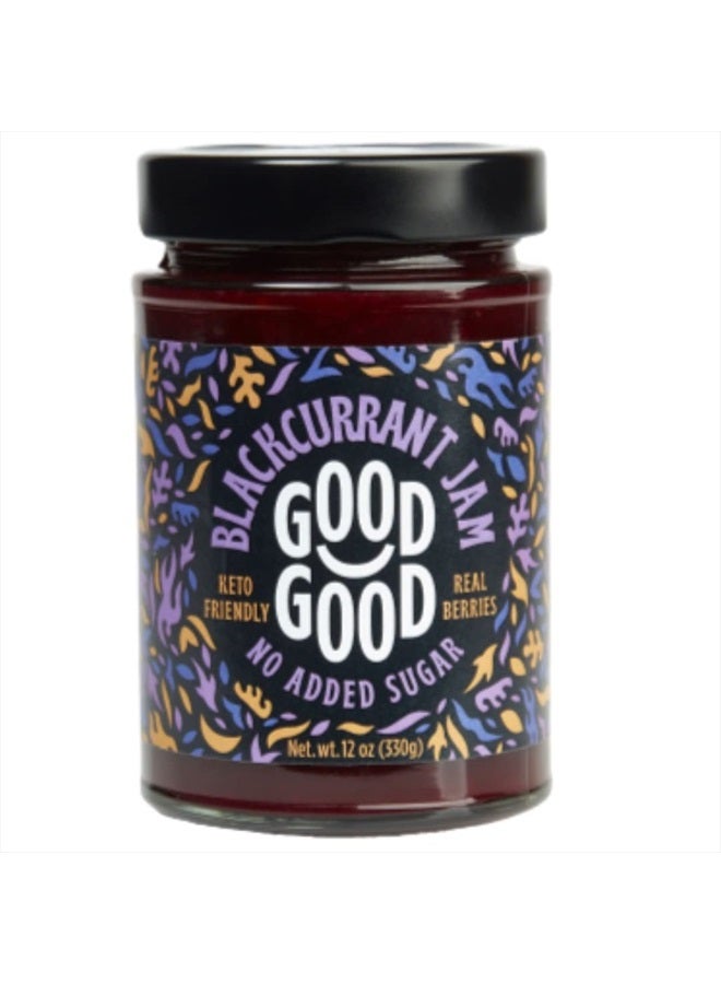 Good Good GOOD GOOD No Added Sugar Blackcurrant Jam - Keto Friendly Jelly - Low Carb, Low-Calorie and Vegan - Diabetic Friendly - 12oz / 330g (Pack of 1)  - Image 1
