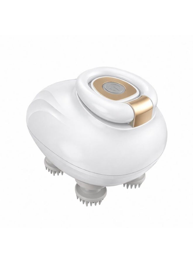 Electric scalp massager with 4 massage heads, cordless, portable, white - Image 1