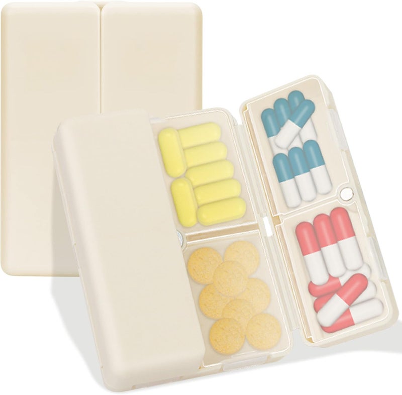 Prplet Tablets Pill Medicine Organizer Box – 7 Compartment Daily Storage Case for Vitamins, Supplements, Medication – Compact Travel Pill Container (Beige) - Image 1