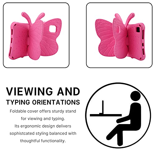 FunnyWin iPad Mini 6/5 Tablet Case for Kids - 8.3" Butterfly Design With Kickstand, Light EVA Full Body Drop Protection, Shockproof Rugged Case for Girls (Rose) - Image 5