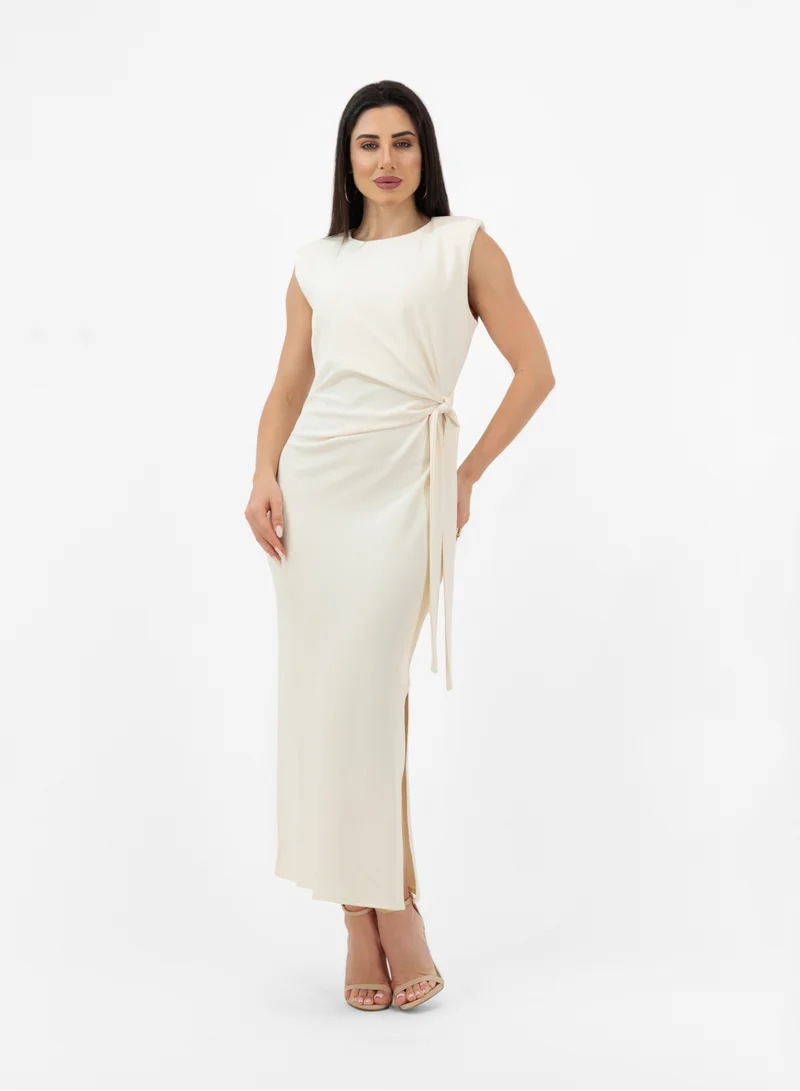 CLASSIC CREAM SIDE-KNOT DRESS