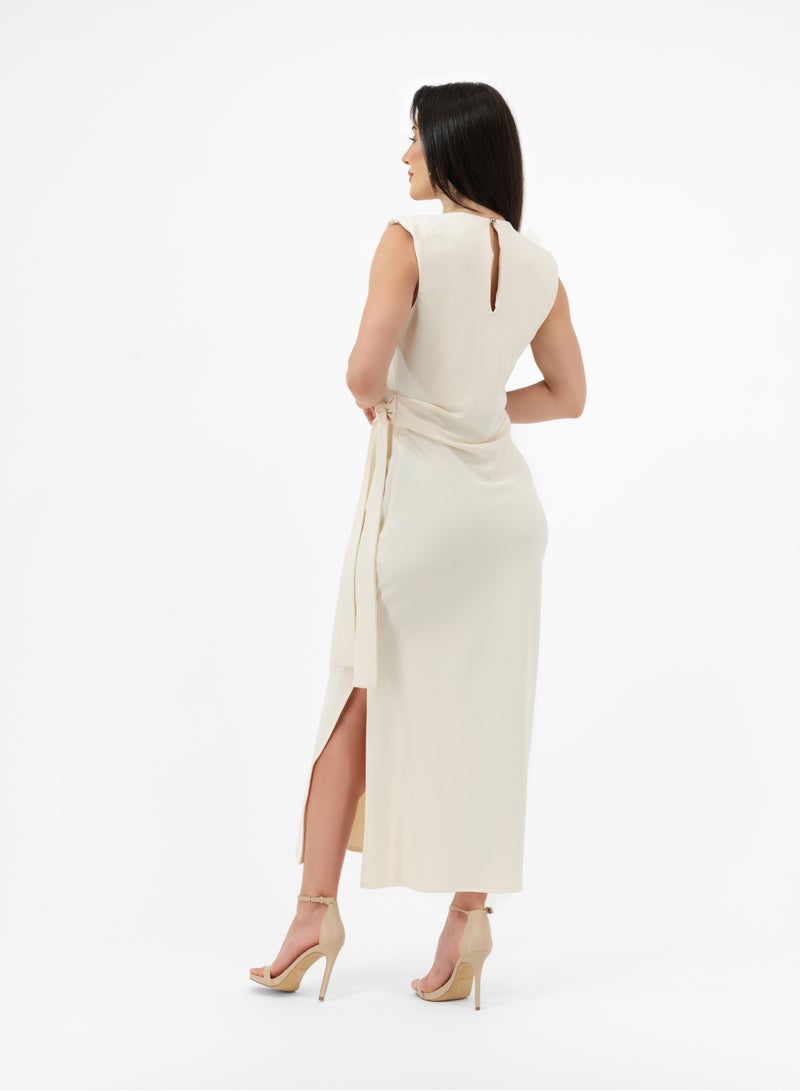Lalele CLASSIC CREAM SIDE-KNOT DRESS - Image 3
