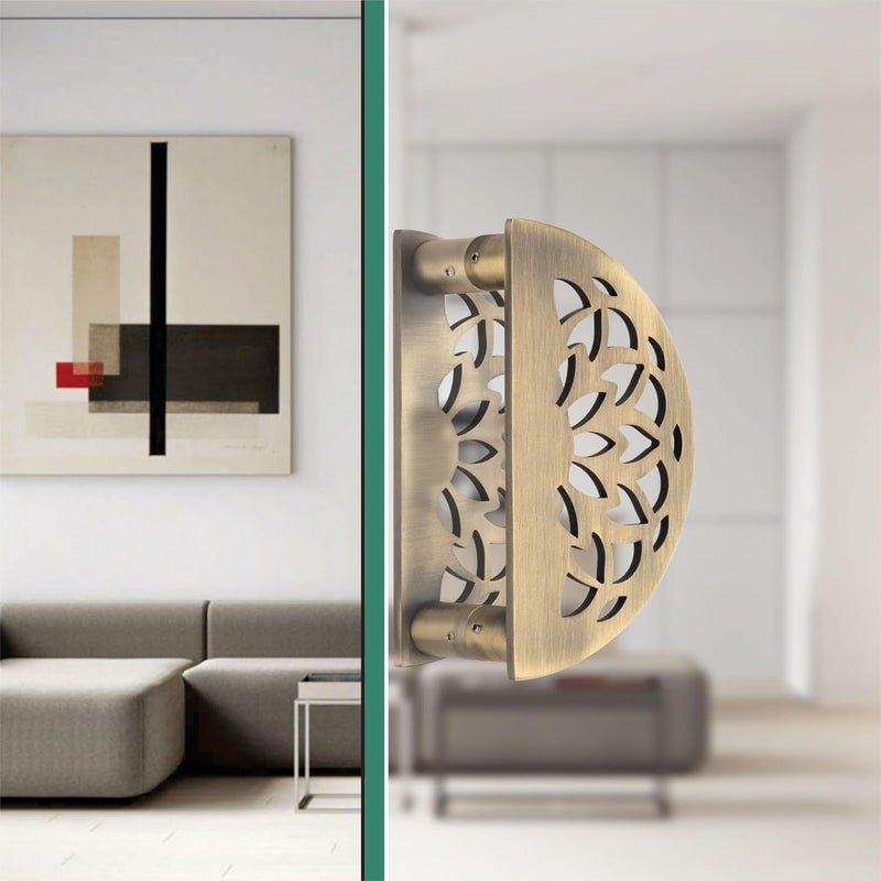 Compass مقبض باب دائري من الفولاذ المقاوم للصدأ بحجم 8 بوصات للباب الرئيسي ومقبض سحب-دفع لأبواب المنزل/الفندق/المكتب للأبواب المفردة والمزدوجة، لوتس - عبوة من 1 (نحاس عتيق) - Image 5