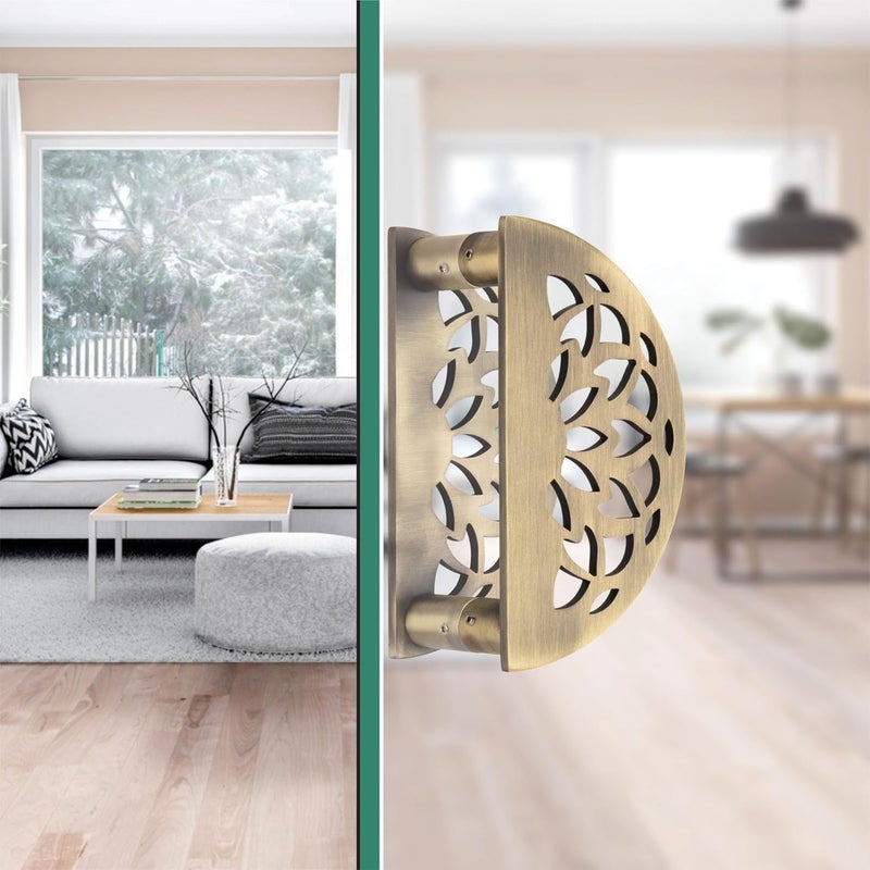 Compass مقبض باب دائري من الفولاذ المقاوم للصدأ بحجم 8 بوصات للباب الرئيسي ومقبض سحب-دفع لأبواب المنزل/الفندق/المكتب للأبواب المفردة والمزدوجة، لوتس - عبوة من 1 (نحاس عتيق) - Image 1