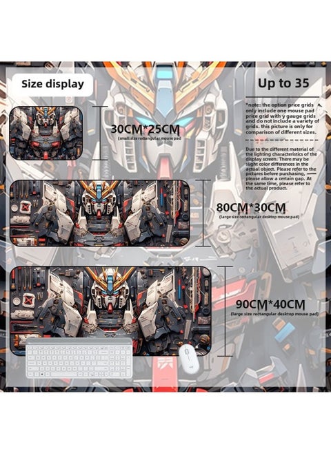 Mouse Pad Oversized Gundam Computer Keyboard Pad Cartoon Game Mouse Pad Boys E-sports Computer Thickened Desk Pad-Color:900*400*2mm-Pattern:Up To 35
