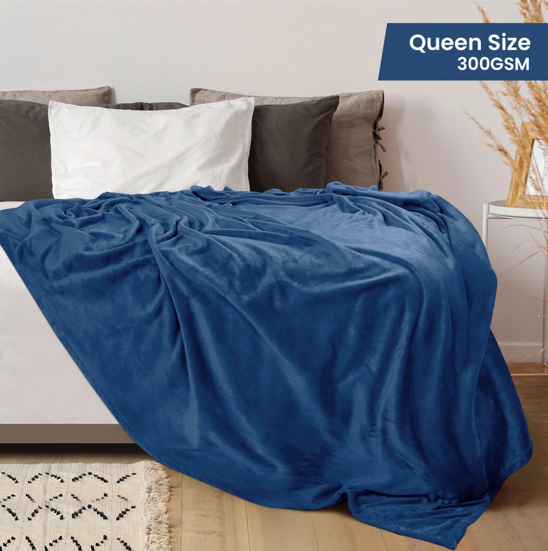 Utopia Bedding Fleece Blanket Queen Size Royal Blue 300GSM Luxury Fuzzy Soft Anti-Static Microfiber Bed Blanket (90x90 Inch) - Image 2