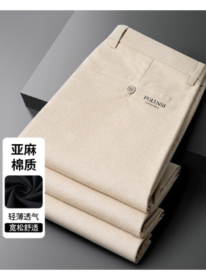 FOLUNSI men's Casual Pants - Summer Business Versatile Cotton-soft Breathable Thin Straight-leg Trousers - Image 1