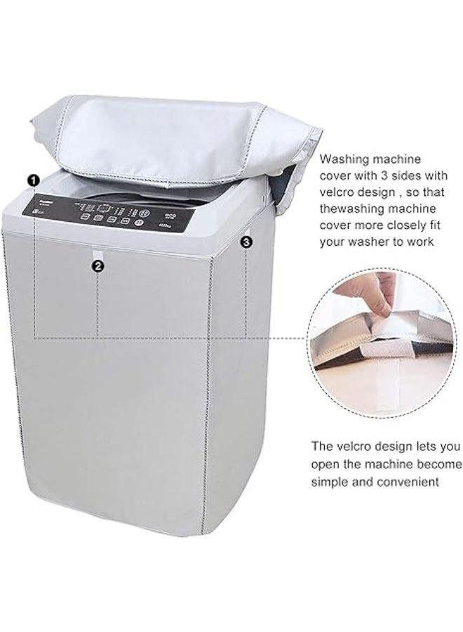 DUNISO Top Load Washing Machine Cover, Silver Coating Oxford Cloth Full-Automatic Wave Wheel Washing Machine Cover, Thickening Double-Side Silver Coated Fabric Waterproof Sunscreen Dust-Proof Cover，suitable for fully automatic drum and pulsator washing machine dryer cover, silver (XL) - Image 3