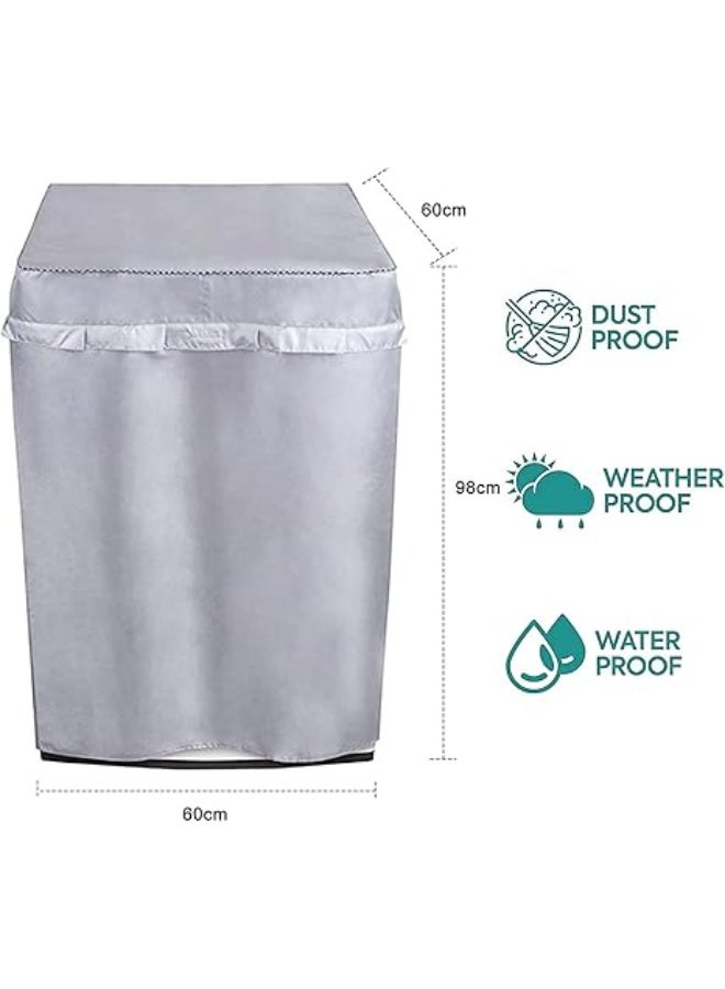 DUNISO Top Load Washing Machine Cover, Silver Coating Oxford Cloth Full-Automatic Wave Wheel Washing Machine Cover, Thickening Double-Side Silver Coated Fabric Waterproof Sunscreen Dust-Proof Cover，suitable for fully automatic drum and pulsator washing machine dryer cover, silver (XL) - Image 4