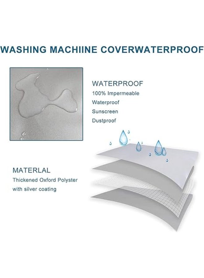 DUNISO Top Load Washing Machine Cover, Silver Coating Oxford Cloth Full-Automatic Wave Wheel Washing Machine Cover, Thickening Double-Side Silver Coated Fabric Waterproof Sunscreen Dust-Proof Cover，suitable for fully automatic drum and pulsator washing machine dryer cover, silver (XL) - Image 2