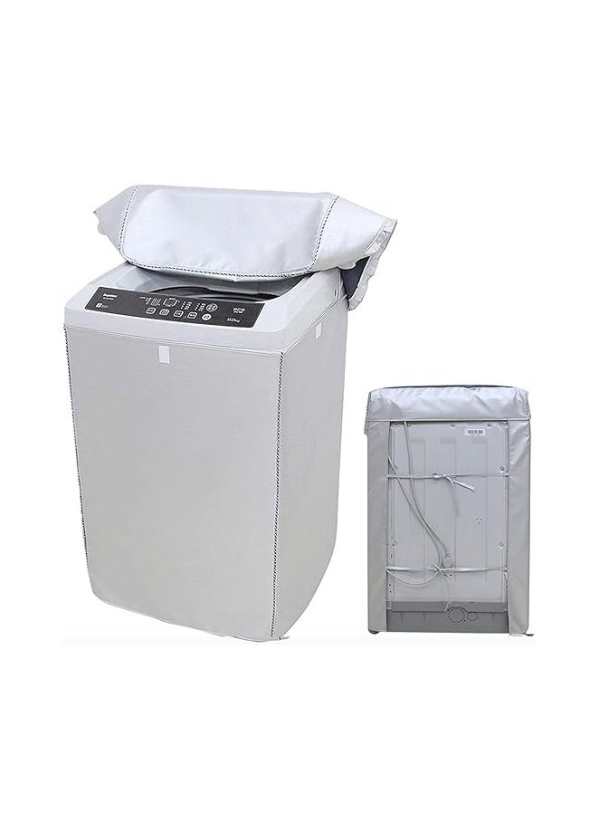DUNISO Washing machine cover, silver plated Oxford fabric waterproof, dustproof, and sunscreen cover, suitable for fully automatic drum and pulsator washing machine dryer cover, silver (XL)  - Image 1