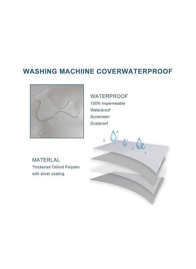 DUNISO Washing machine cover, silver plated Oxford fabric waterproof, dustproof, and sunscreen cover, suitable for fully automatic drum and pulsator washing machine dryer cover, silver (XL)  - Image 3
