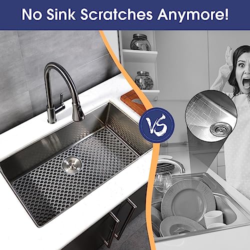 Snuggery Silicone Sink Protector - 28"x15" Rear Drain Hole, Heat Resistant Non-slip Dishwasher Suitable, Large Sink Mat for Farmhouse Kitchen - Image 3