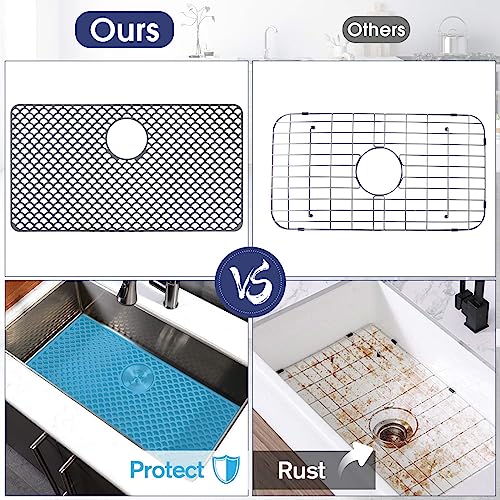 Snuggery Silicone Sink Protector - 28"x15" Rear Drain Hole, Heat Resistant Non-slip Dishwasher Suitable, Large Sink Mat for Farmhouse Kitchen - Image 4