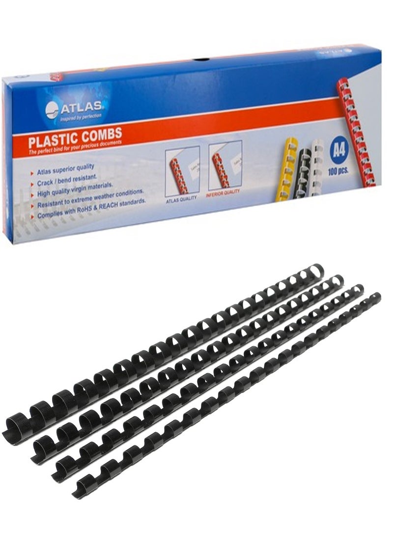 ATLAS - 100-Piece Plastic Binding Combs 10mm Width Black - Image 1