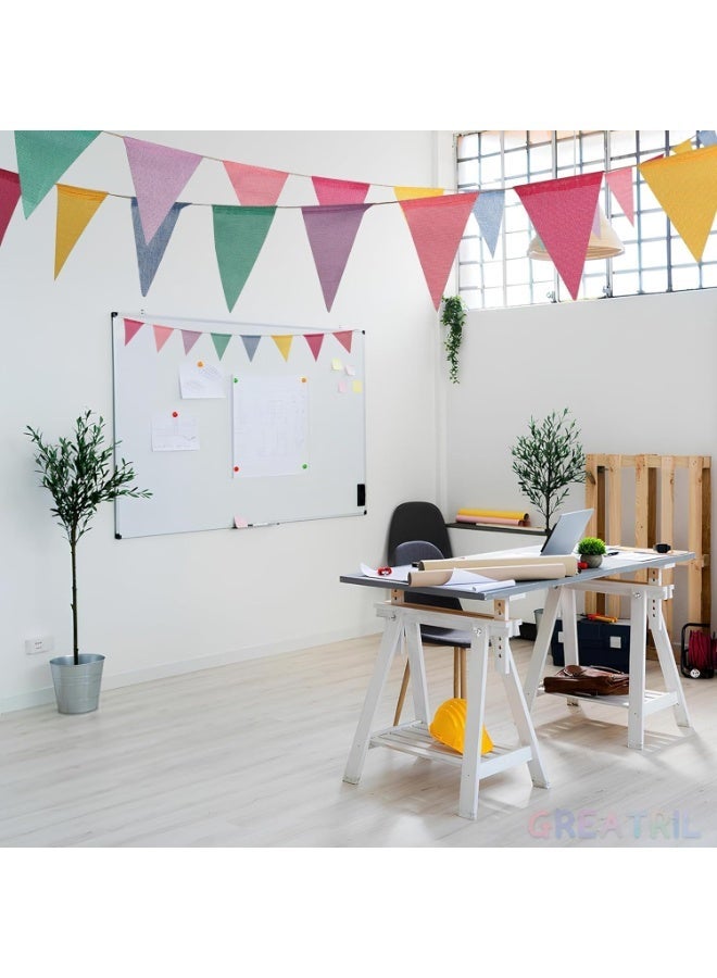 باستيل مثلث بننت لافتة ، 12 قطعة ملونة Burlap Bunting الأعلام جيلاند لحفلة عيد الميلاد ديكورات الكرنفال في الفصول الدراسية (سلسلة 13 قدم ، 6 ألوان) - Image 2