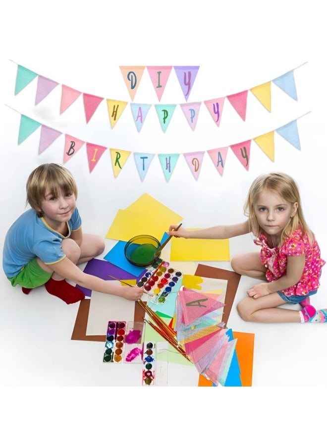 باستيل مثلث بننت لافتة ، 12 قطعة ملونة Burlap Bunting الأعلام جيلاند لحفلة عيد الميلاد ديكورات الكرنفال في الفصول الدراسية (سلسلة 13 قدم ، 6 ألوان) - Image 3