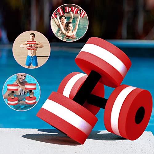Timoo Aquatic Dumbells Set of 2 Water Dumbbells for Water Aerobics Water Weights for Pool Exercise Set High-Density EVA-Foam Pool Dumbbells, Red - Image 3