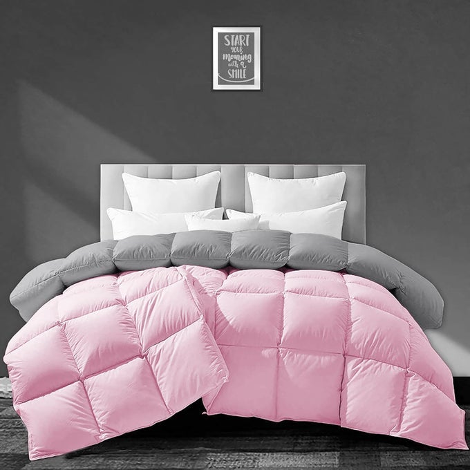 LUXURIOUS 500 GSM WINTER COMFORTER DOUBLE BED SIZE 90X100 PREMIUM COLLECTION HEAVY WINTER COMFORTER 500 GSM MICROFIBER FILL DUVETBLANKET DOUBLE BED BABY PINKSILVER GREY COLOR
