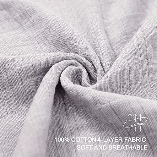 SE SOFTEXLY Cotton Muslin Throw Blanket for Adults,Breathable 4-Layer Yarn Dyed Linen Texture Gauze Blanket for Bed Sofa Couch,Super Soft Lightweight Twin Size Blanket for All Season（60"x80",Grey） - Image 2