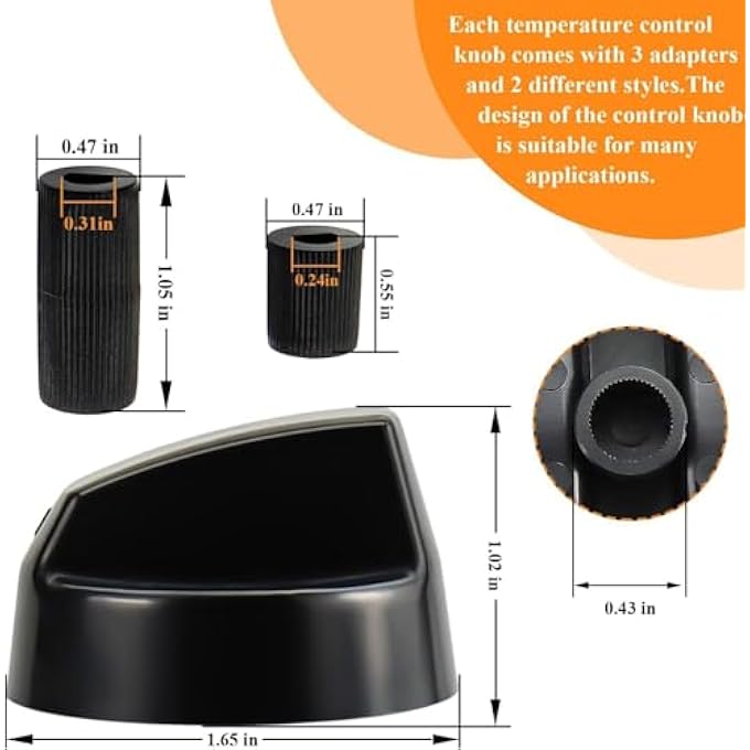 ريحني مجموعة من 6 مقابض تحكم عالمية مع 6 محولات طويلة و12 محولًا قصيرًا متوافقة مع مقابض مواقد الفرن العالمية، مجموعة واسعة من التوفر باللون الأسود - Image 3