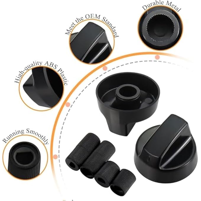 ريحني مجموعة من 6 مقابض تحكم عالمية مع 6 محولات طويلة و12 محولًا قصيرًا متوافقة مع مقابض مواقد الفرن العالمية، مجموعة واسعة من التوفر باللون الأسود - Image 4