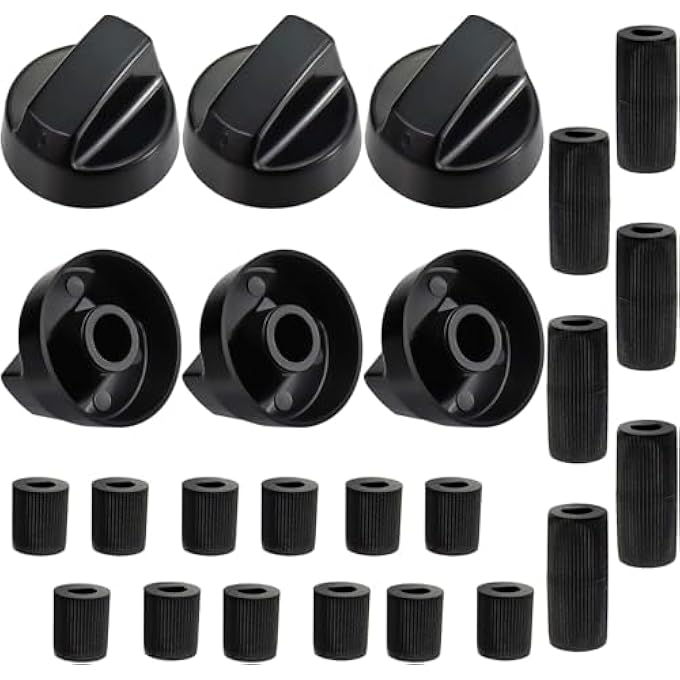 ريحني مجموعة من 6 مقابض تحكم عالمية مع 6 محولات طويلة و12 محولًا قصيرًا متوافقة مع مقابض مواقد الفرن العالمية، مجموعة واسعة من التوفر باللون الأسود - Image 1