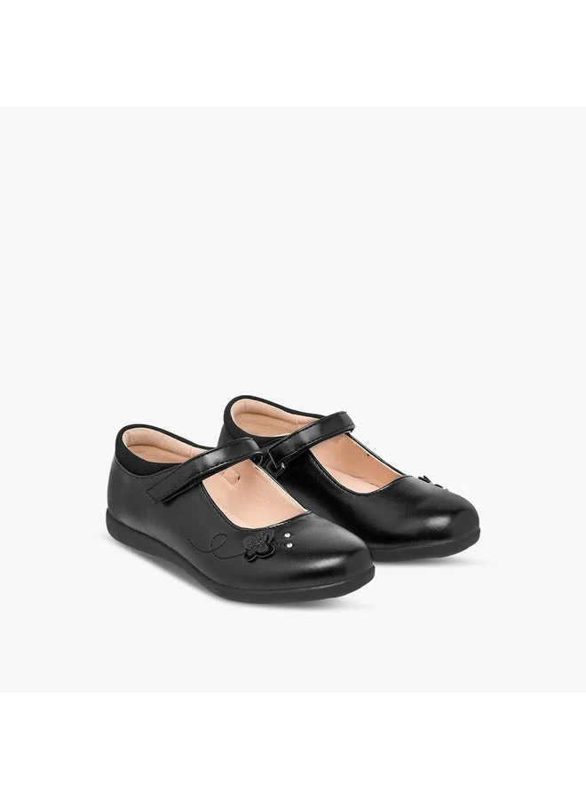 Flora Bella By Shoexpress BLACK Girls Floral Applique Mary Jane School Shoes with Hook and Loop Closure for Women | Best Price UAE