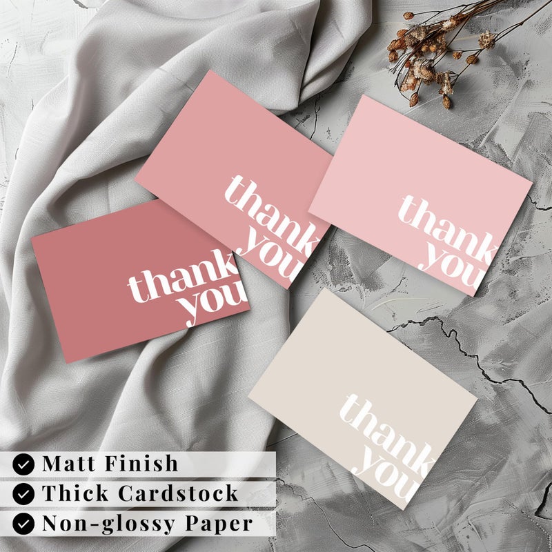 Paper Play Thank You Cards Bulk Pack of 40 Pink, 5x3.5 Inches with Matching Stickers & Envelopes, Minimalistic Design Suitable for Business, Baby Shower, Wedding, Small Business, Graduation, Funeral - Image 4