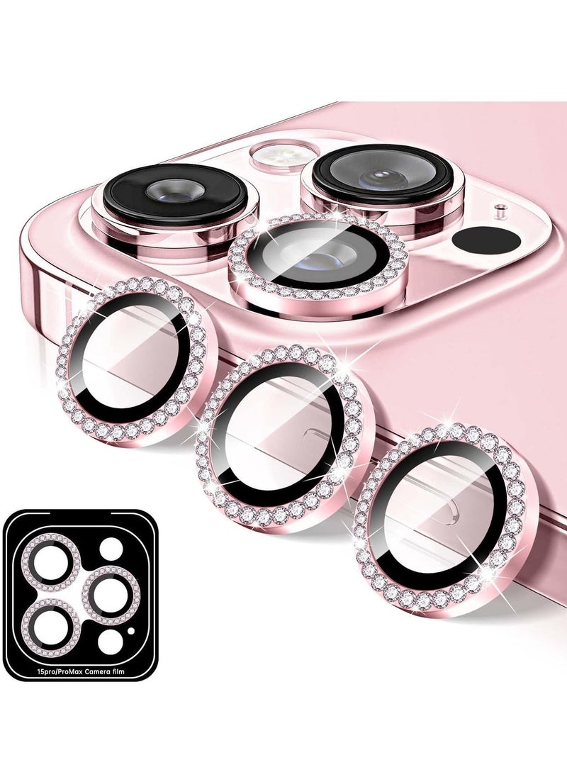 ELTRAZONE "Pink Diamond Camera Lens Protector for iPhone 16 Pro/16 Pro Max – Bling Tempered Glass Cover with Automatic Alignment Metal Rings and Glitter Film Stickers" - Image 1