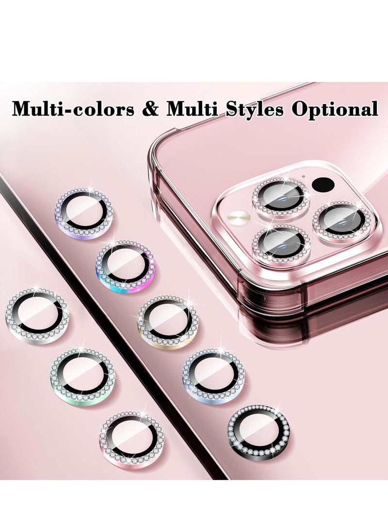 ELTRAZONE "Pink Diamond Camera Lens Protector for iPhone 16 Pro/16 Pro Max – Bling Tempered Glass Cover with Automatic Alignment Metal Rings and Glitter Film Stickers" - Image 2