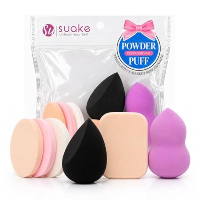 SUAKE 6-in-1 Professional Beauty Blender Sponge for Face Makeup With Cotton Pad Foundation, Powder Buff, and Cosmetic Puff - Perfect for Women's & Girls Cosmetic Makeup - Image 1