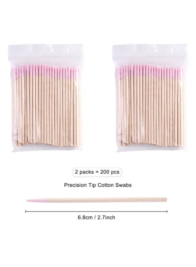 Fcozpjk 200PCS Precision Tip Cotton Swabs with Wooden Sticks Pink Pointed Tip Cotton Swabs for Nail Polish Touch Up Disposable Makeup Applicators Cotton Sticks for Makeup Microblading Supplies - Image 4